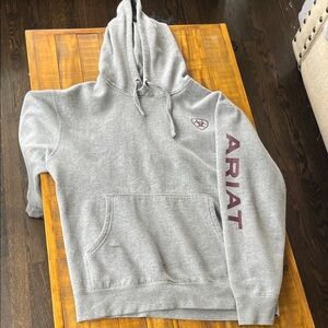 Ariat Heather Gray Hoodie with Maroon Logo